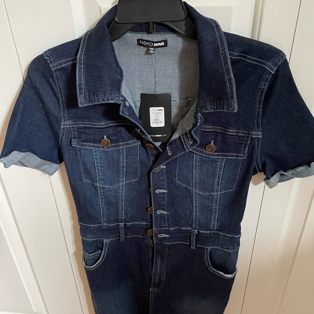 Fashionova Jean dress- brand new never used with tag. Size Large.